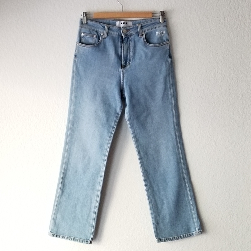 MSGM Straight Leg Cropped Denim Pants Size 42 US 6 Mid Wash Blue